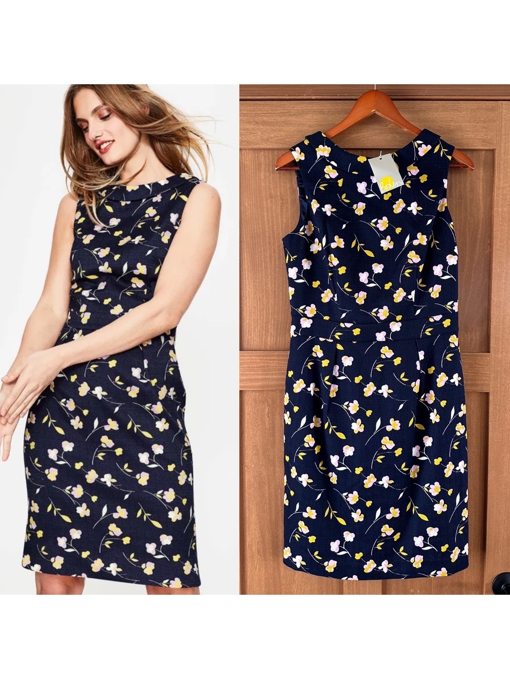NWT Boden Martha Sheath Dress Navy Rosebay Wildflower Floral Women’s size 8